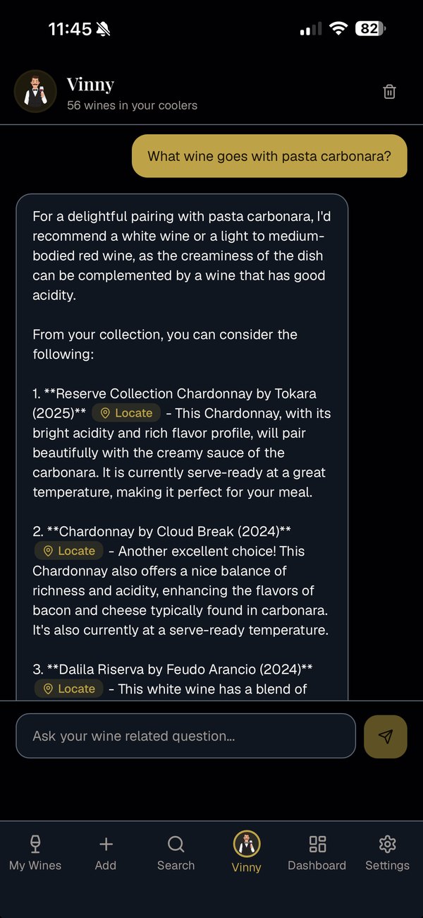 Vinny, the AI sommelier, suggesting pairings